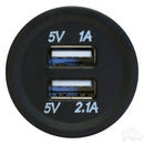 Golf Cart USB Dual Port Power Socket 1A/2.1A 12-48V Fits Club Car, EZGO & Yamaha