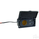 Golf Cart Power Center 12 Volt Outlet with Dual USB Ports Fits Club Car, EZGO & Yamaha