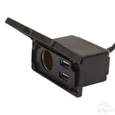 Golf Cart Power Center 12 Volt Outlet with Dual USB Ports Fits Club Car, EZGO & Yamaha