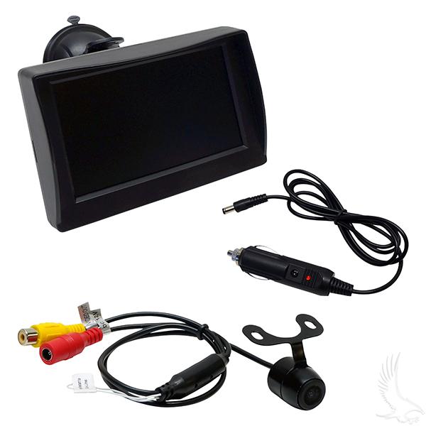 Golf Cart Rearview Camera Package for LSV with Flush Mount Camera & Color Display