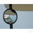 Golf Cart Convex Side Mount Rear View Black Mirror Fits Club Car, EZGO & Yamaha