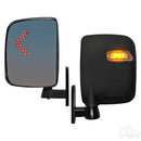 RHOX Set of 2 Golf Cart Deluxe LED Side Mirrors w/ Turn Signal Lights 12-48V 3 Wire