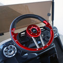Golf Cart RHOX Aviator 4 Red Grip/Black Spokes Steering Wheel 13" Diameter