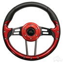 Golf Cart RHOX Aviator 4 Red Grip/Black Spokes Steering Wheel 13" Diameter