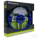Golf Cart RHOX Aviator 4 Blue Grip/Brushed Aluminum Spokes Steering Wheel 13" Diameter