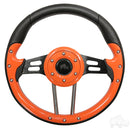 Golf Cart RHOX Aviator 4 Orange Grip/Black Spokes Steering Wheel 13" Diameter