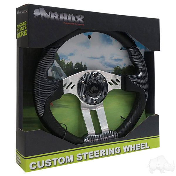 RHOX Aviator 5 Carbon Fiber Grip/Brushed Aluminum Spokes Steering Wheel 13" Diameter