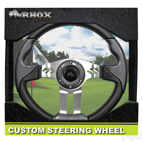 RHOX Aviator 5 Carbon Fiber Grip/Brushed Aluminum Spokes Steering Wheel 13" Diameter