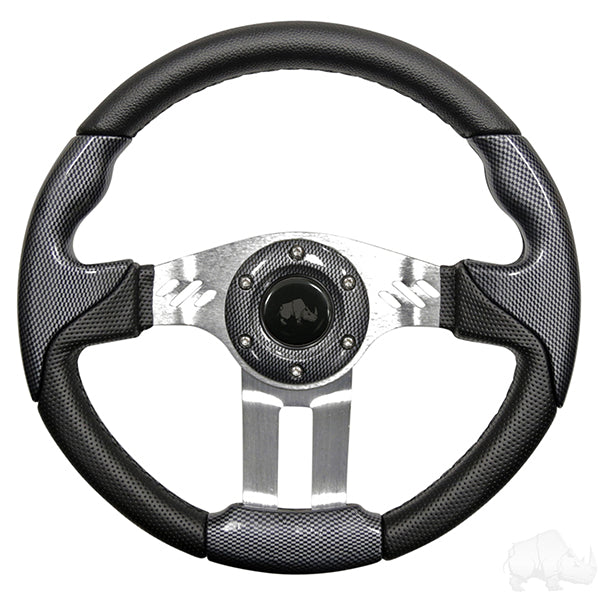 RHOX Aviator 5 Carbon Fiber Grip/Brushed Aluminum Spokes Steering Wheel 13" Diameter