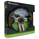 Golf Cart RHOX Aviator 5 Woodgrain Grip/Brushed Aluminum Spokes Steering Wheel 13" Diameter