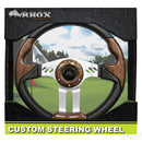Golf Cart RHOX Aviator 5 Woodgrain Grip/Brushed Aluminum Spokes Steering Wheel 13" Diameter