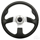 Golf Cart RHOX Formula GT Black & Aluminum Steering Wheel 13" Diameter