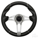 Golf Cart RHOX Challenger Black & Aluminum Steering Wheel 13" Diameter