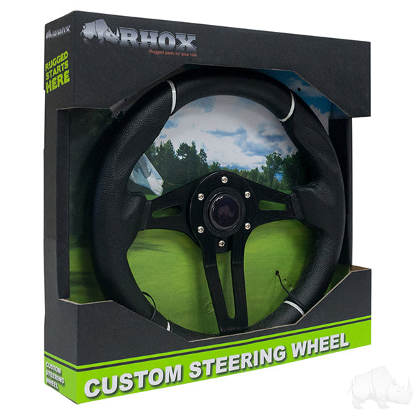 Golf Cart RHOX Challenger Black Steering Wheel 13" Diameter