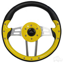Golf Cart RHOX Aviator 4 Yellow Grip/Brushed Aluminum Spokes Steering Wheel 13" Diameter