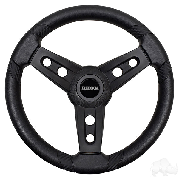 RHOX Lugana Black Steering Wheel with Yamaha Golf Cart Hub