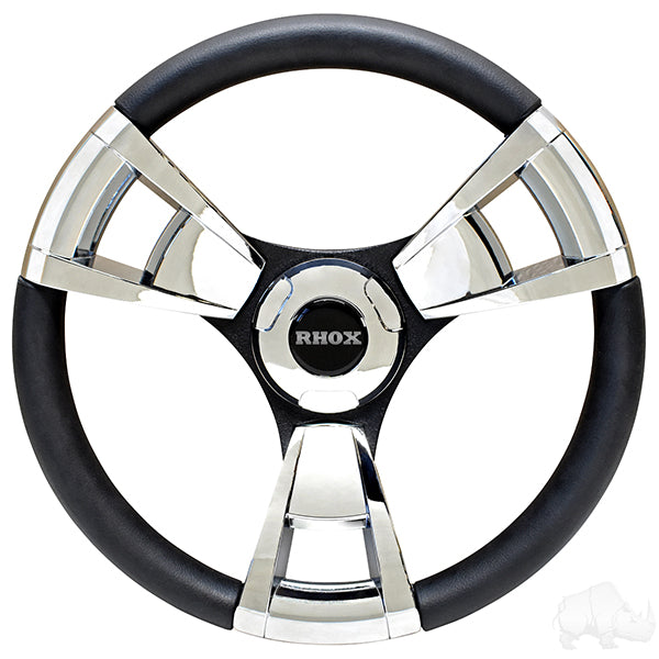 Club Car RHOX Fontana Chrome Steering Wheel with Precedent, Tempo & Onward Hub