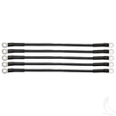 Golf Cart Battery Cables 12" 6 Gauge Black - Pack of 5