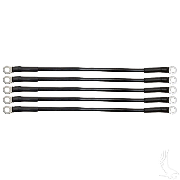 Golf Cart Battery Cables 12" 6 Gauge Black - Pack of 5