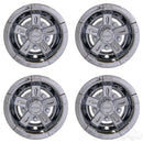 Golf Cart 10" Vegas Chrome RHOX Wheel Covers Set of 4 - Club Car, EZGO & Yamaha