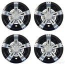 Golf Cart RHOX 8" Vegas Silver Metallic & Black Set of 4 Wheel Covers