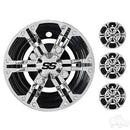 Golf Cart RHOX Wheel Covers 8" Daytona Chrome & Black - Set of 4