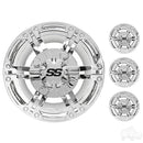 Golf Cart 8" Daytona Chrome RHOX SS Wheel Covers - Set of 4