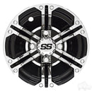 Golf Cart RHOX Wheel Covers 10" Daytona Chrome & Black - Set of 4