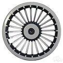 (1) Golf Cart 8" Turbine Black & Silver RHOX Wheel Cover Fits Club Car, E-Z-GO & Yamaha