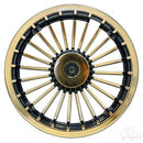 (1) Golf Cart 8" Turbine Black & Gold RHOX Wheel Cover Fits Club Car, E-Z-GO & Yamaha